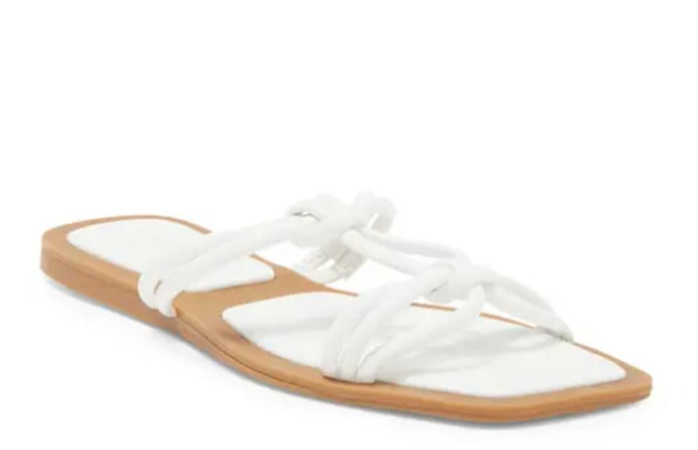 Azalea Wang Stetson Knot Sandals 9 NWOT White Slip On Resort Travel Beach Cruise